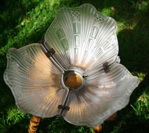 Deco 1920s/30s Frosted & Moulded Glass Lamp Shade Fait En Belgique Manner Of Ezan & Degue