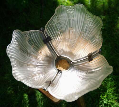 Deco 1920s/30s Frosted & Moulded Glass Lamp Shade Fait En Belgique Manner Of Ezan & Degue